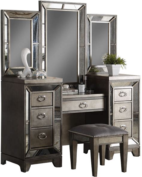 Enjoy free shipping & browse our great selection of bedroom furniture, headboards, bedding and more! Lenox Platinum Painted Vanity Desk with Mirror from Avalon ...
