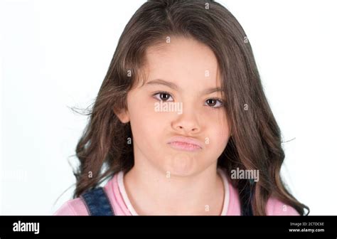Beautiful Girl Looking Sad With Pouted Lips Cute Kid With Long Hair