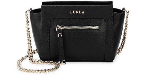 Furla Ginevra Leather Mini Crossbody Bag In Black Lyst
