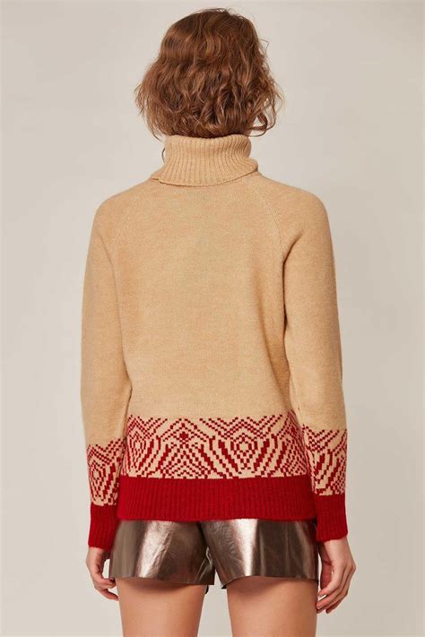 Womens Beige Turtleneck Sweater Beren Store