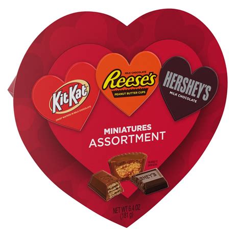 Hershey Miniatures Assorted Milk Chocolate Candy Valentines Day T 64 Oz Heart T Box