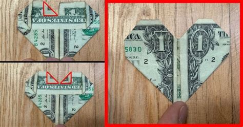 Easy Dollar Bill Origami Heart 6 Step Fold Video And Pics