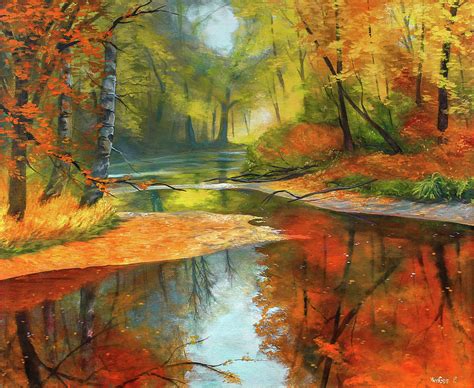 Autumn Forest Painting By Mikael Wigen Pixels