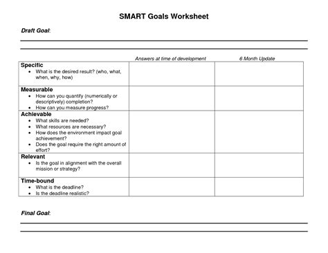 Smart Goals Worksheet Printable | Smart goals worksheet, Smart goals template, Goals template