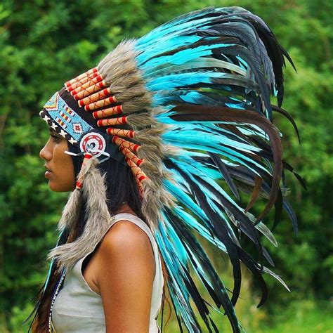 turquoise native american headdress 75cm indian headdress novum crafts
