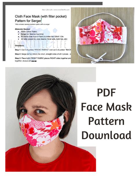 The mask fabric covers nose and mouth, with elastic ends to wrap around your ears. Cloth Face Mask (with filter pocket) Pattern for Serger ...