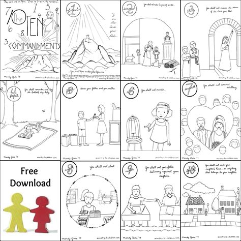 The 10 commandments (or aseret hadibrot , the ten statements, in hebrew) were communicated by g‑d to the people of israel at mount sinai , 40 days after the exodus from egypt. 10 Commandments Coloring Book Free Printable PDF Pages ...