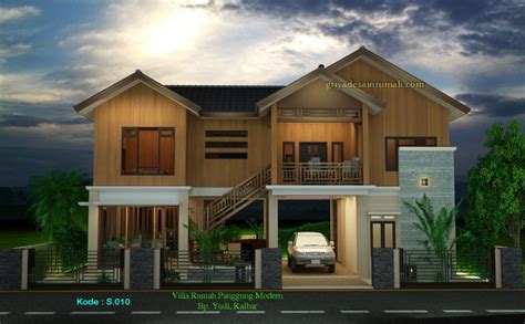 desain rumah villa kayu panggung tropis jasa desain rumah