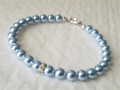 Blue Pearl Wedding Bracelet Swarovski Light Blue Pearl Bracelet