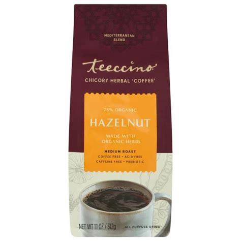Teeccino Herbal Coffee Medium Roast Mediterranean Blend Hazelnut