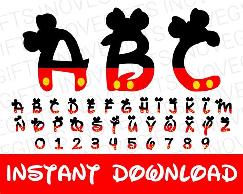 Disney Font Letters Numbers Ttf Svg And Png Mickey Abc Gift Etsy