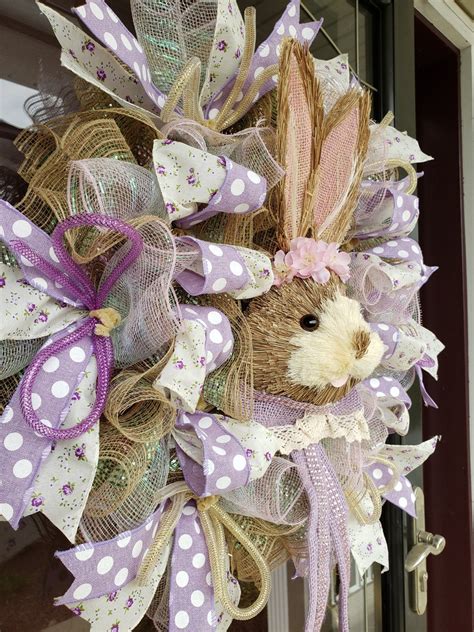 Easter Wreath Bunny Spring Decor Burlap Sisal Bunny Head Etsy