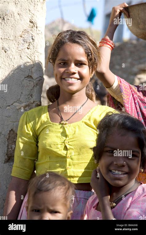 Rural Girls Laughing Bheel Basti Village Dilwara Udaipur