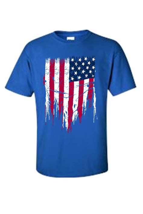 Mens American Flag T Shirt Usa Ripped Distressed Flag Stars And Stripes