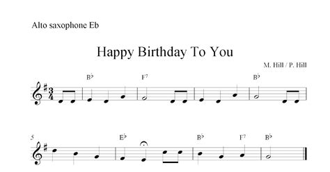 Happy Birthday To You Free Easy Alto Saxophone Sheet Music Notes