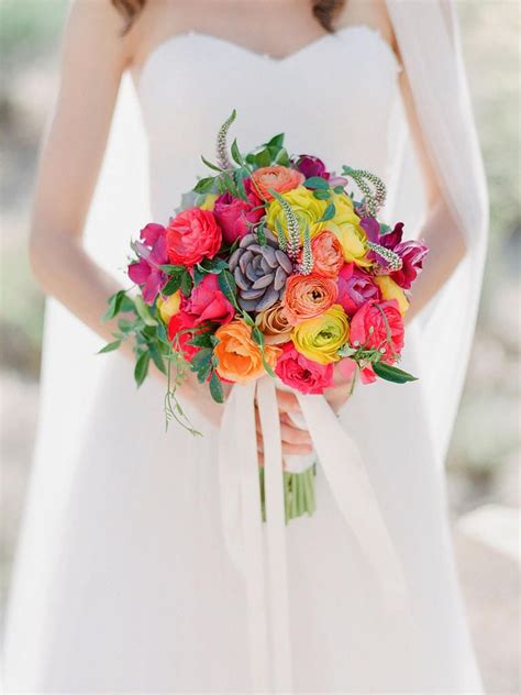 15 Bright Bouquets Plus The Best Blooms To Use Bright Wedding