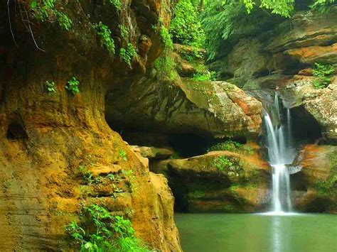 Waterfall Forest Rocks Water Green Water Stream Nature Emerald