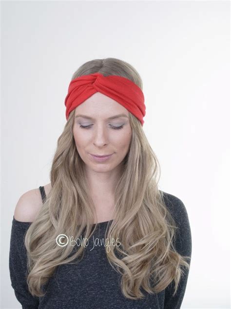 Red Headband Womens Headband Twist Hairbands Stretchy Etsy Uk