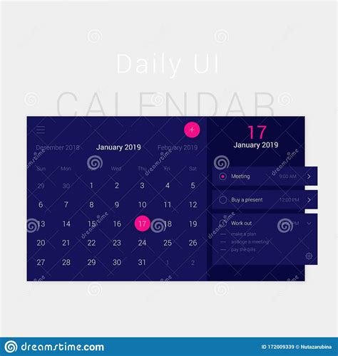 Modern Web Design Blue Calendar And Planner Stock Vector
