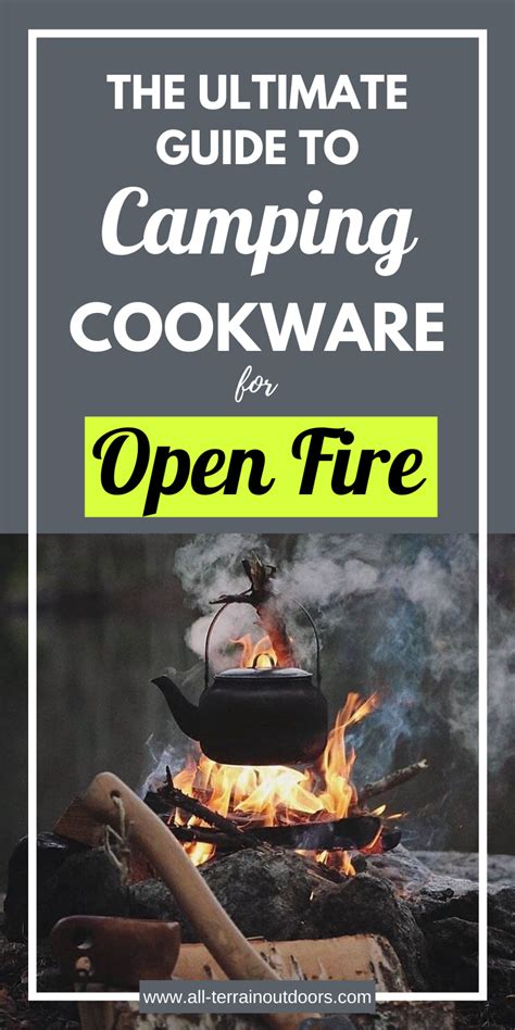 camping fire open cookware