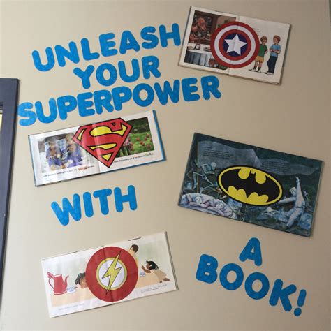 Superhero Reading Display I Made For The Library Out Of Discarded