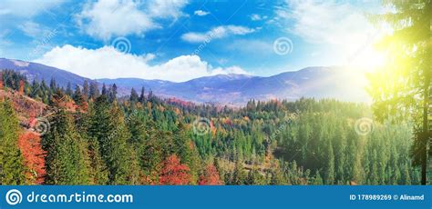 Beautiful Mountain Landscape With Colorful Autumnal