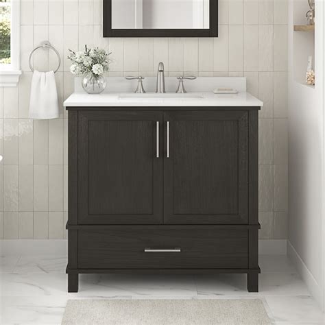 Allen Roth Ridge 36 In Espresso Undermount Single Sink Bathroom