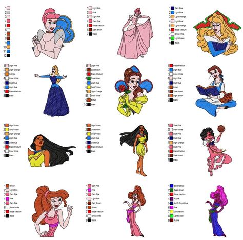 Disney Woman Princess Embroidery Designs Adorable Set Of