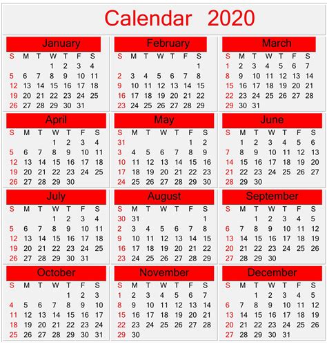 Calendar For 2020 Large Numbers Calendar Template Printable Monthly