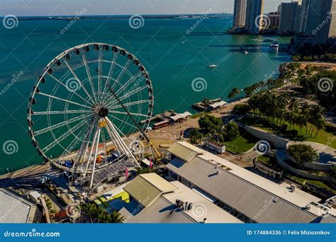 Aerial Photo Skyviews Miami Ferris Wheel Bayside Downtown Editorial