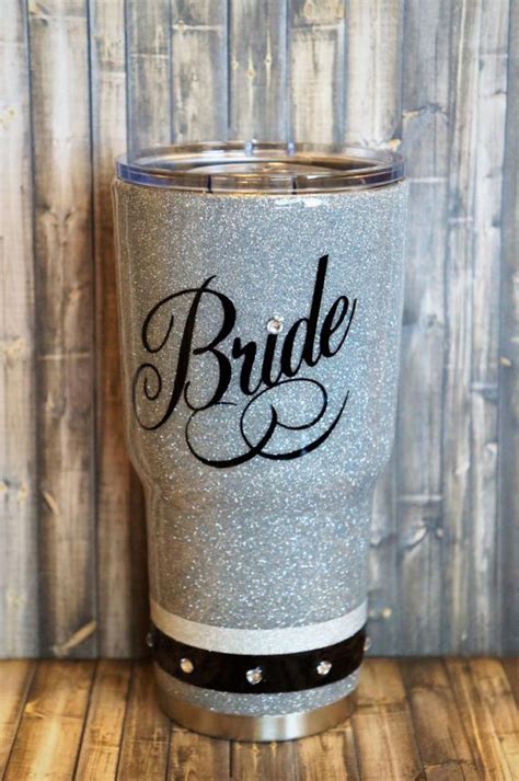Glitter Dipped And Jeweled Bride Yeti Rtic Tumbler Bridal Decals For