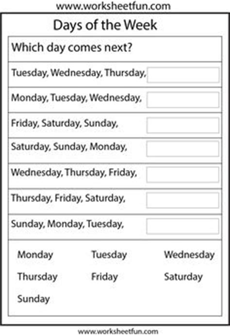 days   week worksheets printable worksheets pinterest read