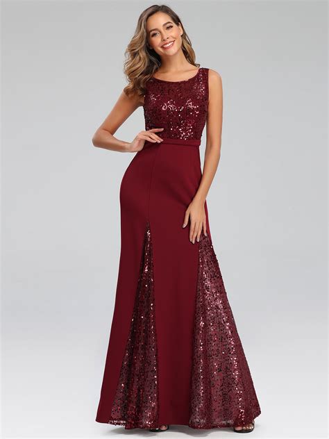 Ever Pretty A Line Sequins Bridesmaid Dress Long Burgundy Evening Dress