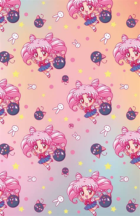 Chibi Chibiusa Pattern By Riccardobacci Sailor Moon Wallpaper Sailor Moon Art Sailor Mini Moon