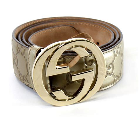 Gucci Guccissima Metallic Gold Leather Belt With Interlocking G Buckle