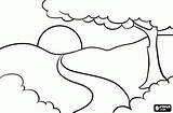 Coloring Landscape Pages Simple Drawing Nature Sunrise Sunset Easy Sun Outline Drawings Kids Colouring Clipart Scenery Line Landscapes Clip Nice sketch template
