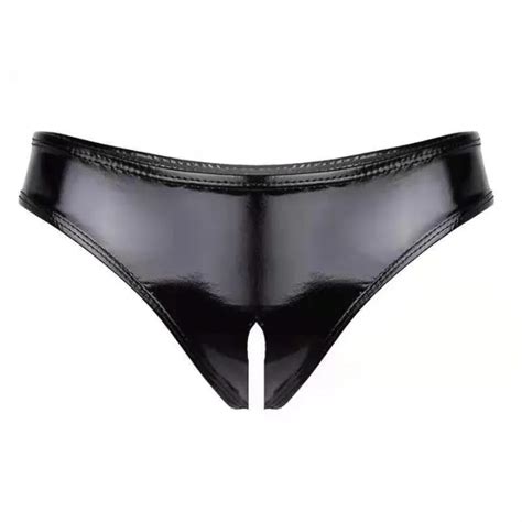 ผู้หญิงเซ็กซี่เปิดเป้าหนังสั้นสุภาพสตรีเงาชุดชั้นในหนังพีวีซี Sexy Opening Crotch Pvc Leather