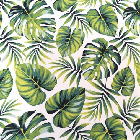 Green Palm Leaf Tropical Cotton Fabric Modern Design 100 Etsy Uk
