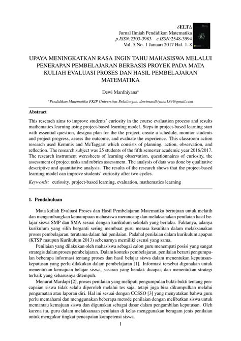 (PDF) UPAYA MENINGKATKAN RASA INGIN TAHU MAHASISWA MELALUI PENERAPAN