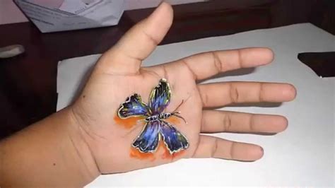 Take long stripe of black craft paper and draw one butterfly in one end, then start folding the paper in to zigzags and cut out the butterfly, this way you can cut many butterflies at once. 3D Butterfly Drawing on Hand | How to Draw Butterfly - YouTube