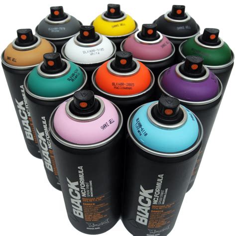 Montana Black 400ml Spray Paint 12 Pack Alternative Colors Infamyart