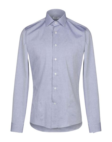 Emanuel Ungaro Cotton Shirt In Slate Blue Blue For Men Lyst