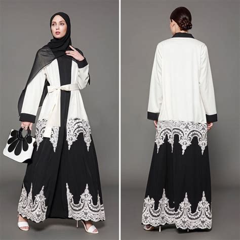 Buy 2018 Muslim Dress Lace Cardigan Pearl Abaya Dubai