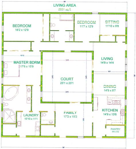 Small House Plans With Courtyard