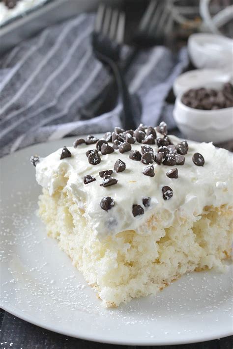 Unmold cake and serve with heavy unsweetened cream poured over each slice. Cannoli Cream Poke Cake - Mother Thyme