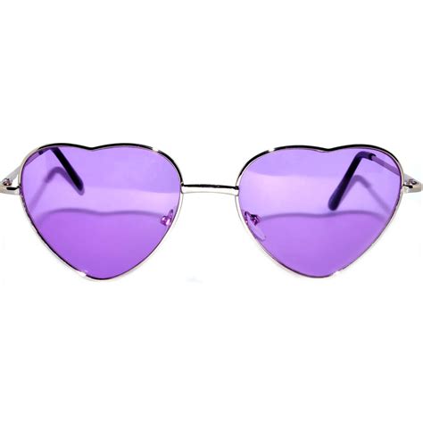 Owl ® Eyewear Sunglasses Heart Shaped Women S Silver Frame Purple Lens One Dozen Online