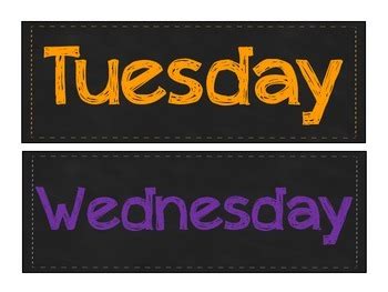Colorful Chalkboard Days of the Week Signs by KCMasterpieces | TpT