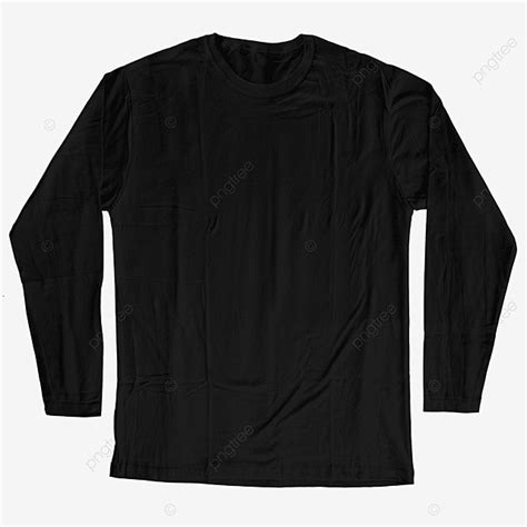 Maqueta Camiseta Manga Larga Negro En Blanco Gratis Png Y Psd PNG