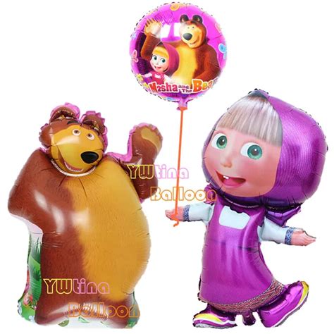 3pcslot Large Size Masha And Bear Toys Mawa And Bear Balloon Masha And Bear Party Decoration