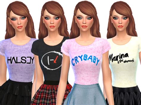 Band Tee Shirts Pack Four By Wickedkittie At Tsr Sims 4 Updates